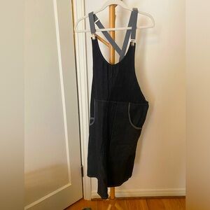 Black denim suspender dress, NWOT